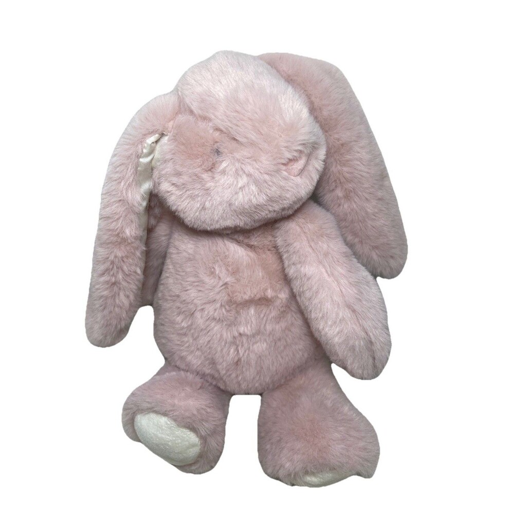 Spark Create Imagine Pink Bunny Rabbit Plush Rattle Embroidered Eyes Satin Ears